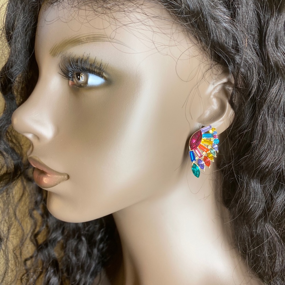 Multi Colored Angel Wing Earrings